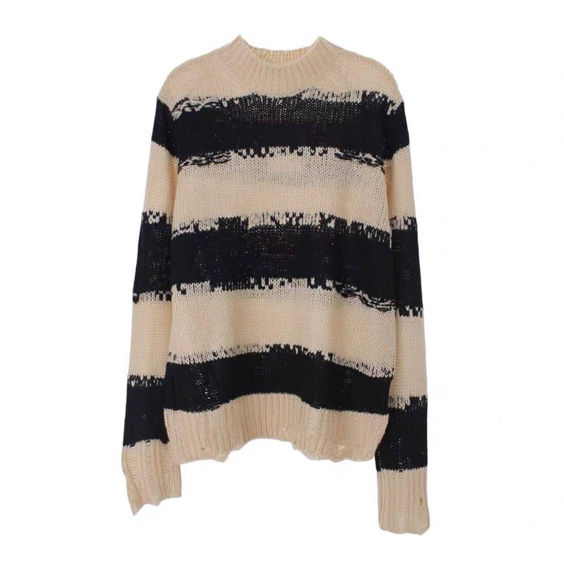 Áo len kẻ ngang Jisoo black pink