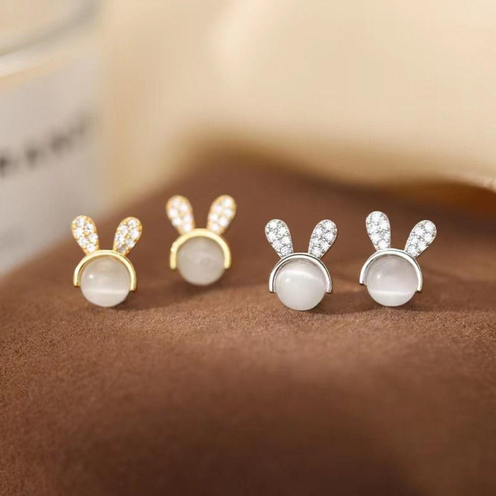 Khuyên Tai Hình Thỏ Mắt Mèo Tráng Men Dễ Thương Cá Tính|Khuyên Tai Phong Cách Vintage Ngọt Ngào