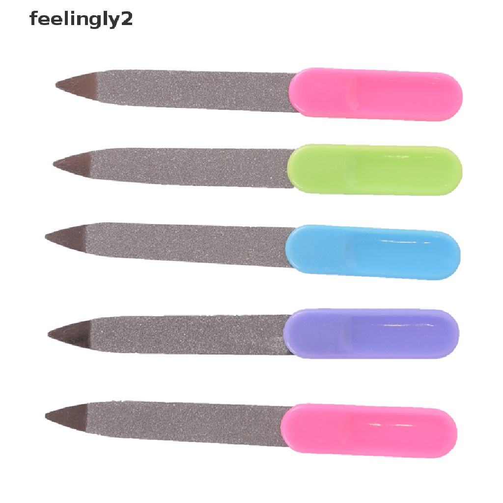 Bộ 5 Cây Dũa Móng Tay Hai Mặt Bằng Kim Loại Tay Cầm Nhựa