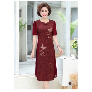 Đầm trung niên dự tiệc voan lụa sang trọng