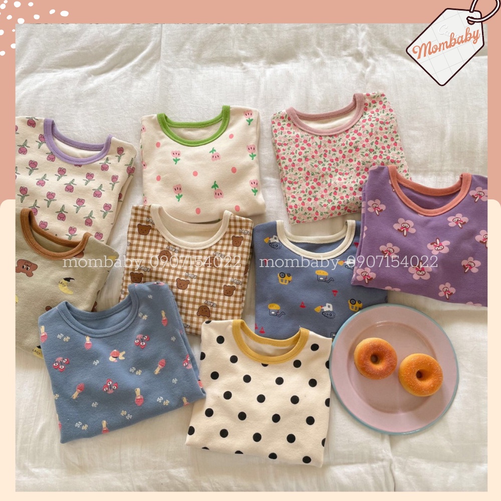 Bộ Dài Tay Hoạ Tiết Thun Cotton Co Dãn Cho Bé 8-28kg Thích Hợp Mặc Thu Đông