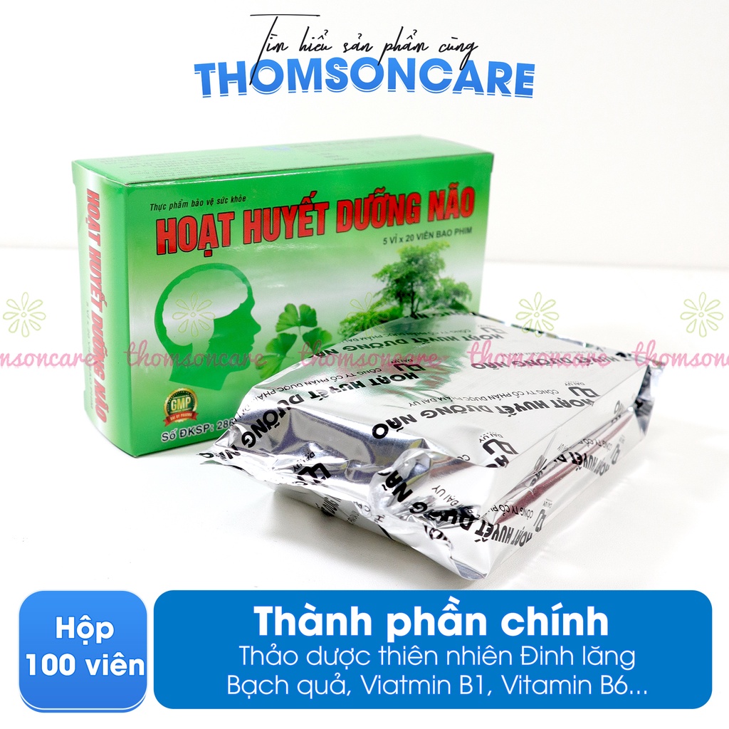 Combo 5 hộp Hoạt huyết dưỡng não, mỗi hộp 100 viên bao đường