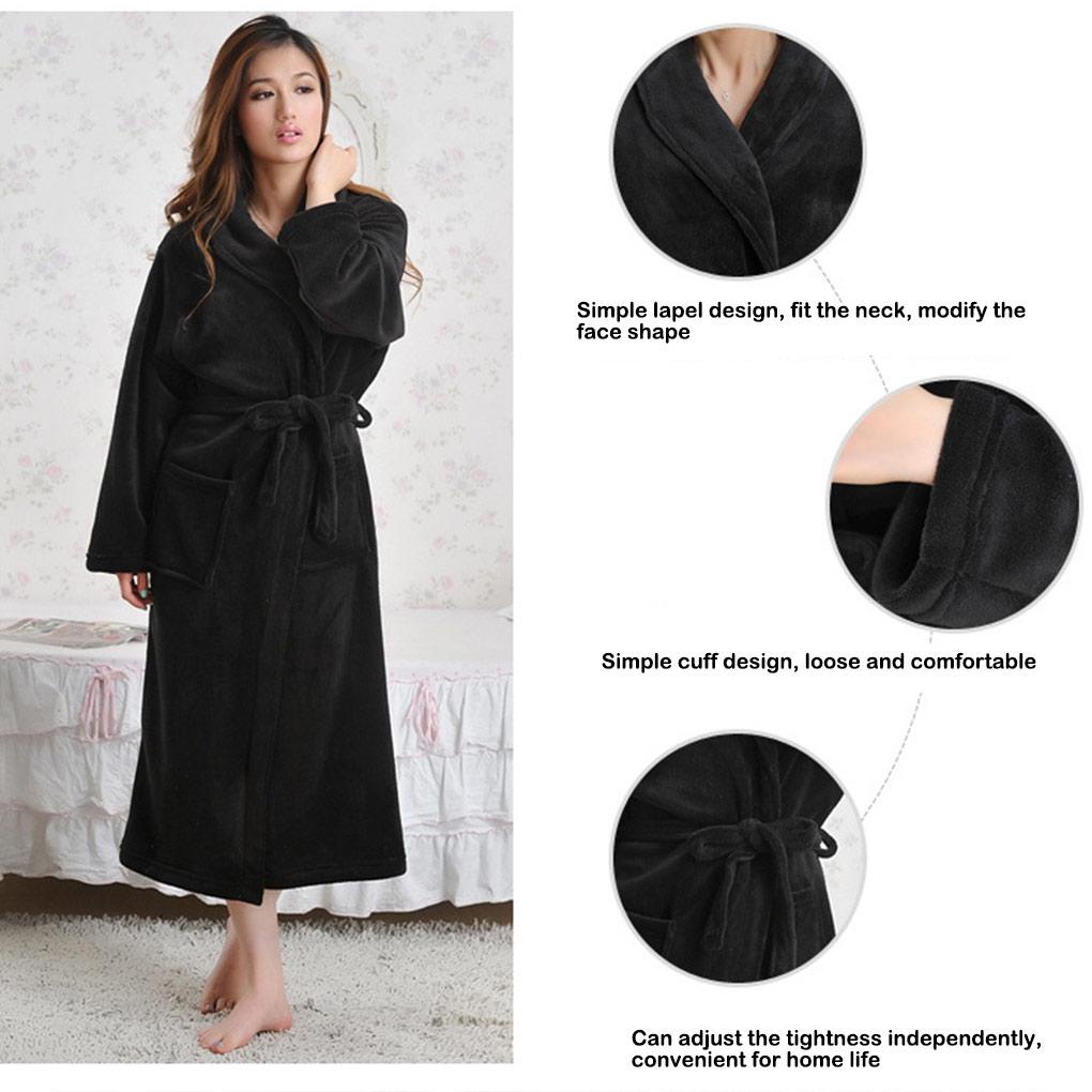 Áo Choàng Ngủ Tay Dài Vải Nhung San Hô Thoáng Khí Màu Sắc Đơn Giản Thời Trang Mùa Đông Cho Nữ