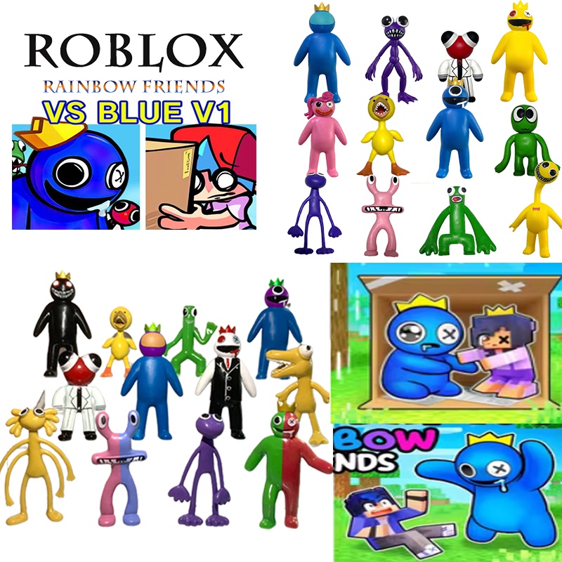 8Pcs/12pcs Rainbow Friends Anime Figure Toys Set Kawaii Doll Horror Games Character Blue Monster Ornaments Children Gift