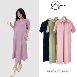 NEW ARRIVIAL Đầm bầu suông đẹp cổ bẻ RIKA DRESS phong cách Hàn Quốc nhẹ