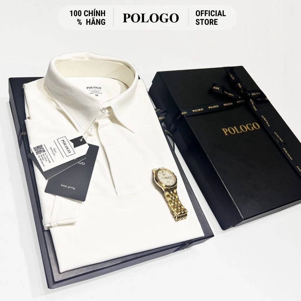 Áo thun POLOGO nam Màu Trắng Có Hộp sang trọng 100% Cotton, Hàng Hiệu Pologo Cao Cấp Chính Hãng