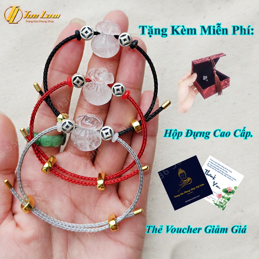 Vòng tay tài lộc charm túi tiền màu trắng hợp mệnh kim thủy lộc tài may mắn - Tuệ Lâm