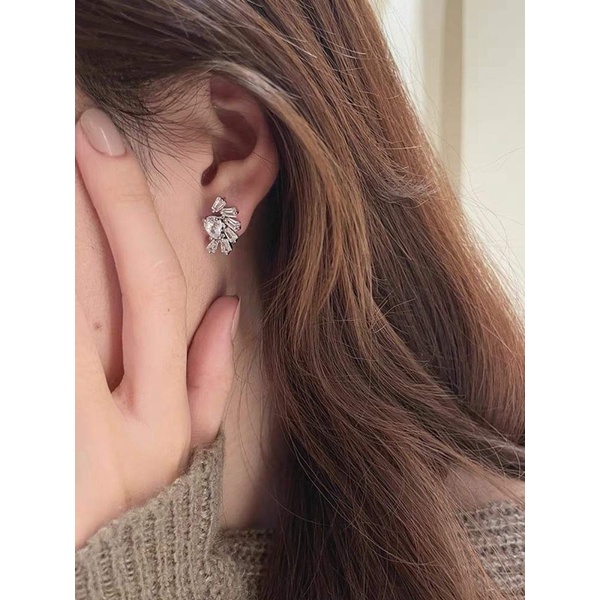 Bông tai mạ bạc đính đá zircon cao cấp