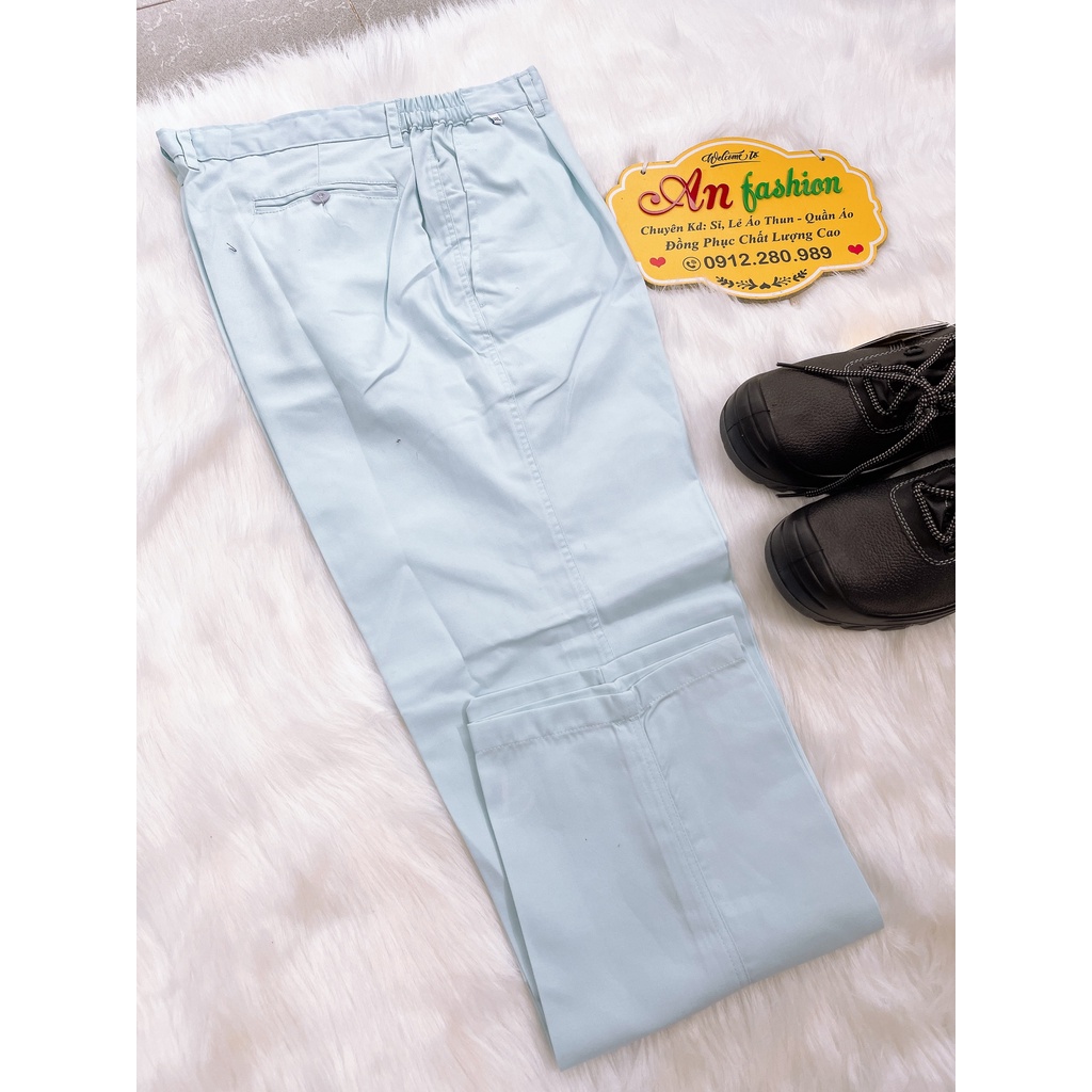 Quần áo bảo hộ lao động, Đồ kỹ sư công trình xanh phối đỏ tay dài vải kaki cao cấp _ Hình chụp thật