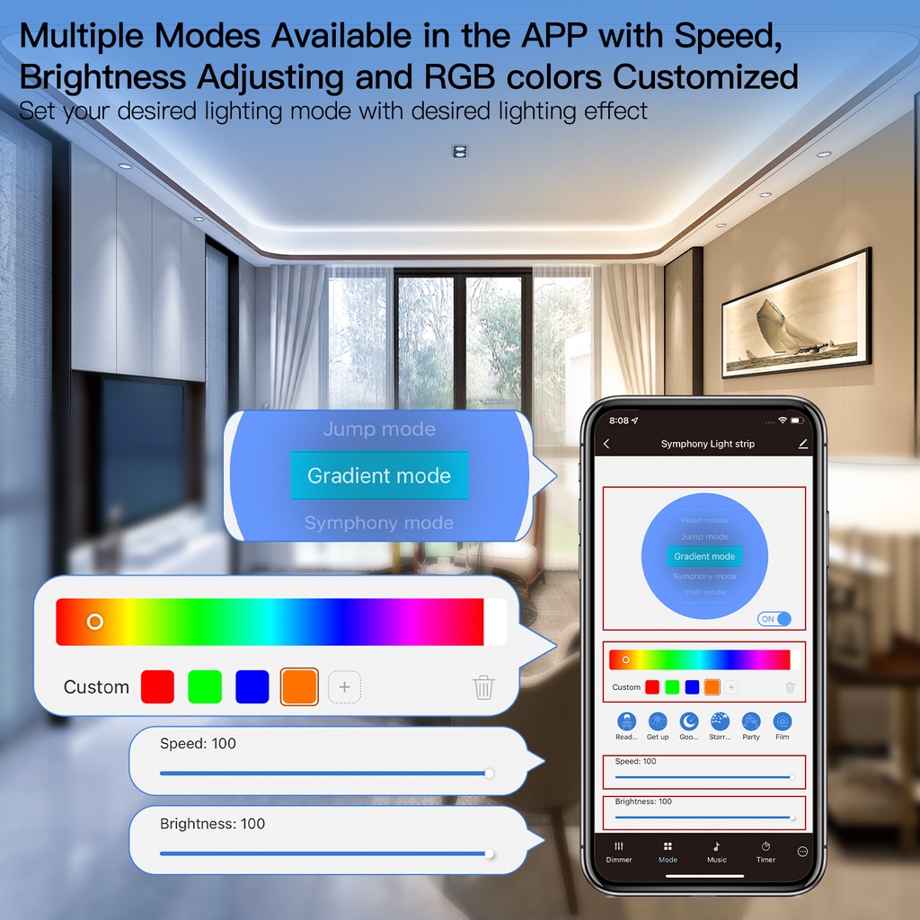 GOOGLE Đèn LED Thông Minh MOES WIFI Điều Khiển Bằng Giọng Nói TUYA 5050 Rgbw Điều Khiển Bằng Giọng Nói Tiện Dụng