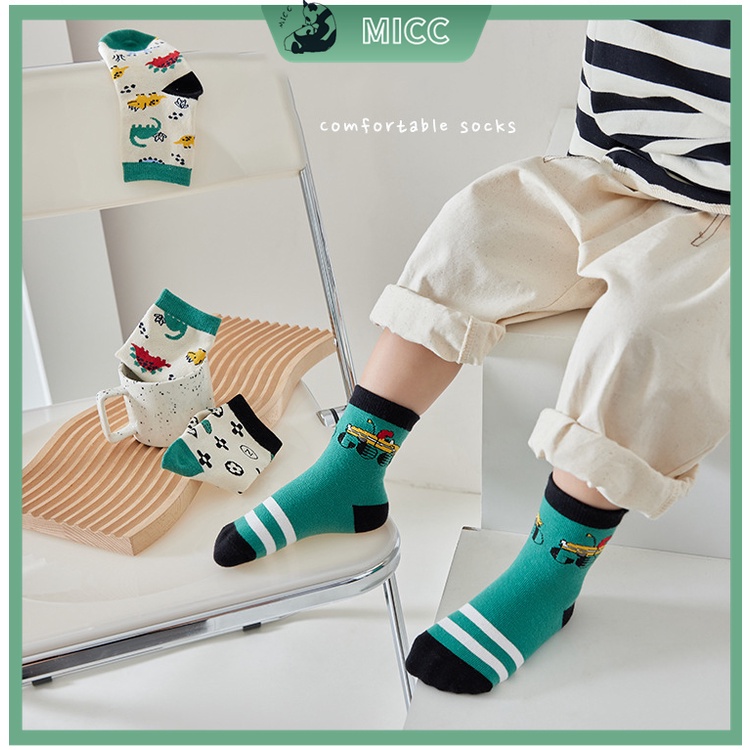 Bộ 5 Đôi Vớ Cotton In Họa Tiết Hoạt Hình Dễ Thương Thoải Mái Cho Bé 1-12 Tuổi