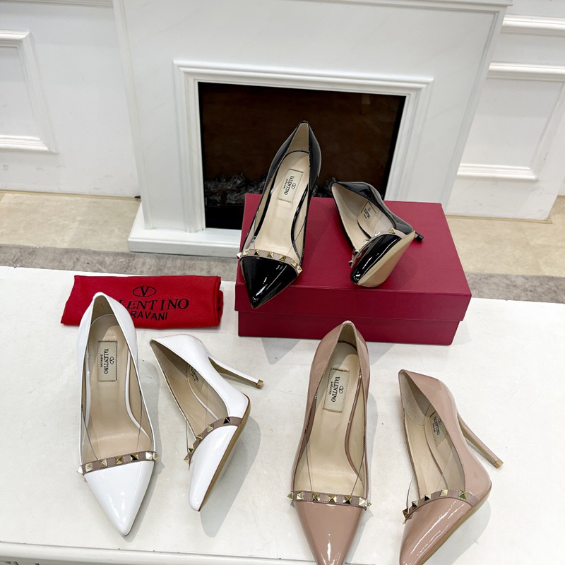 Giày Cao Gót 8cm Mũi Nhọn Màu Trơn Thoải Mái Phong Cách Valentino