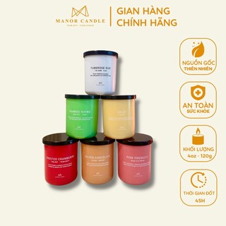 Nến thơm Manor Candle không khói an toàn - Size 4oz 114g - đủ 6 mùi hương