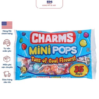 Kẹo mút hương trái cây date 2025 Charms Mini Pops của mỹ không chứa chất béo - EDS Hàng Mỹ