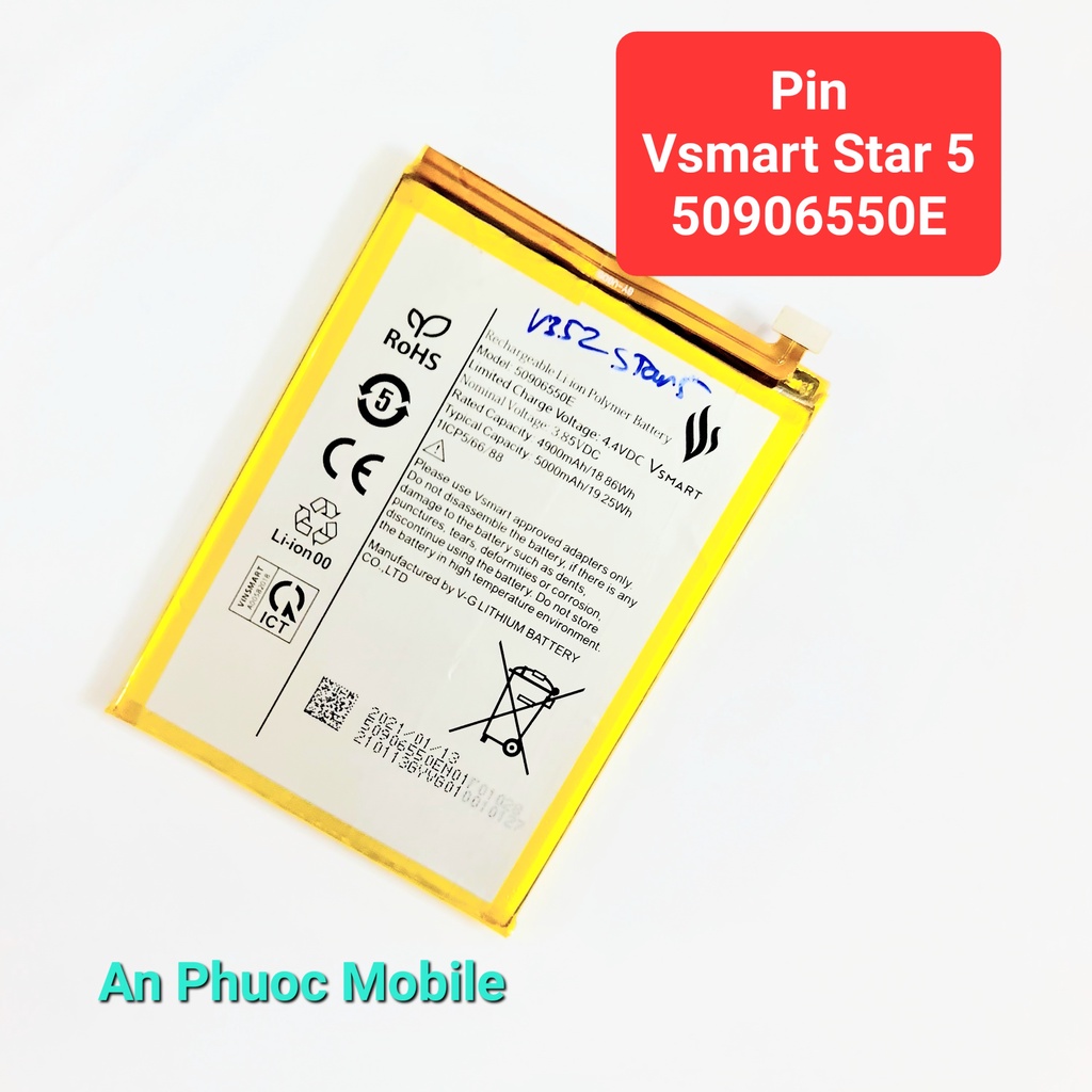 Pin (50906550E) Điện thoại Vsmart Star 5 / V352 hàng Zin tháo máy