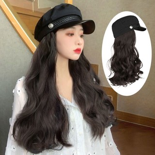 Mũ beret đính tóc giả dài uốn xoăn thời trang thu đông cho nữ
