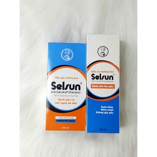 Dầu gội và dầu xã chống gàu Selsun 100ml chính hãng cty