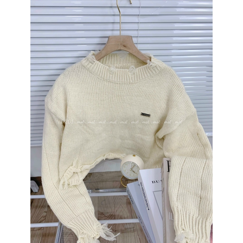 Áo len croptop dài tay dáng rộng hàng quảng châu phong cách hàn quốc mã Aolencroptopdetkim201_2K1