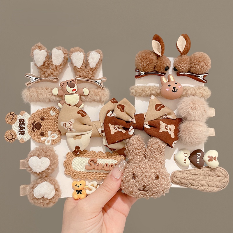 Bộ Kẹp Tóc Kiểu Hàn Quốc Dễ Thương Xinh Xắn Dành Cho Bé Gái