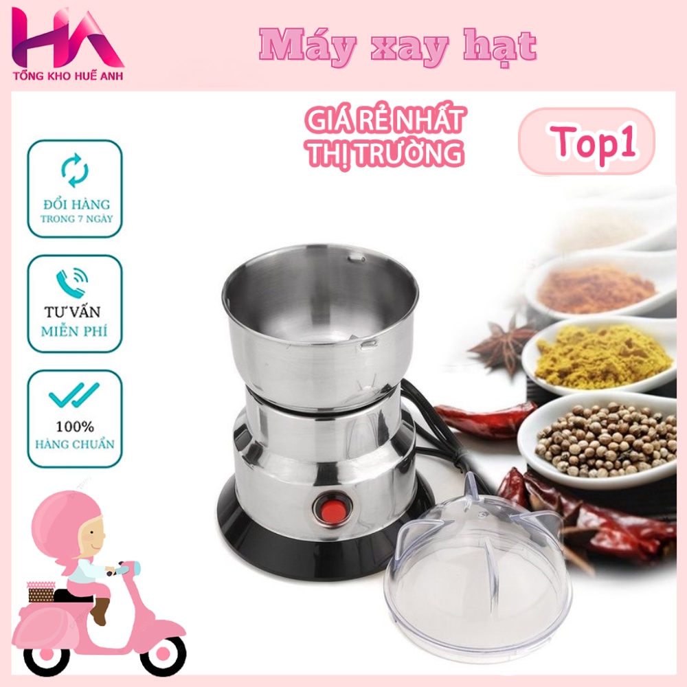 Máy xay hạt khô, xay bột, gia vị cà phê đa năng,công suất 300w,6 lưỡi dao cực bén, chất liệu cối inox, bảo hành 12 tháng