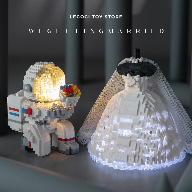 Đồ chơi lắp ráp Legogi VÁY CƯỚI CÔ DÂU VEST CHÚ RỂ PHI HÀNH GIA CẦU HÔN mô hình kỉ niệm quà cưới quà tặng cầu hôn