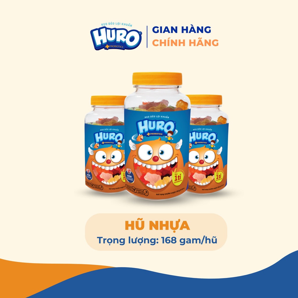 Combo 3 hũ Kẹo Dẻo Lợi Khuẩn Cho Bé HURO 168g/hũ