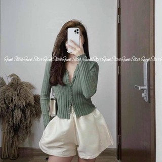 Áo len cúc, áo cardigan len tăm màu xinh freesize ảnh thật ở cuối gunie store