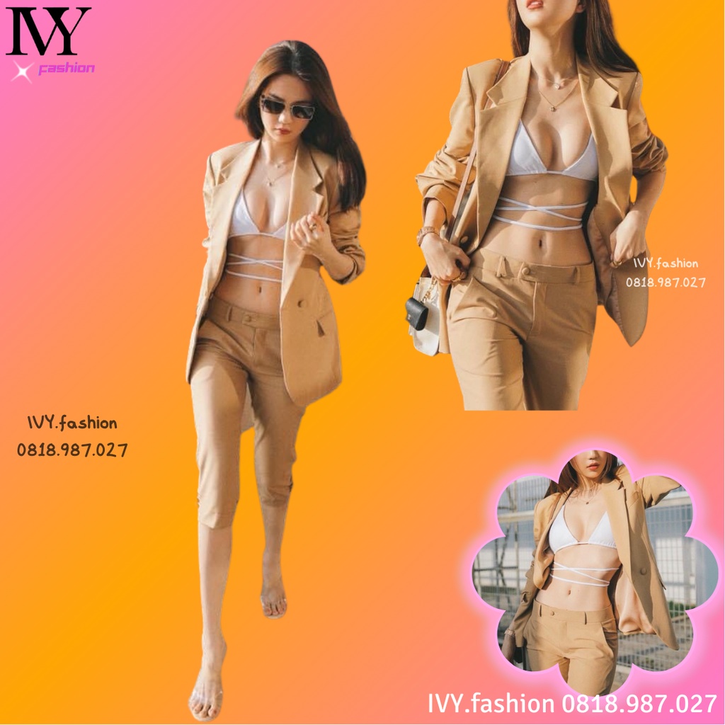 Set áo vest quần lửng ôm áo khoác 🔥tuyết thái🔥 nude kem dạ hội công sở đi biển dự tiệc bigsize gợi cảm
