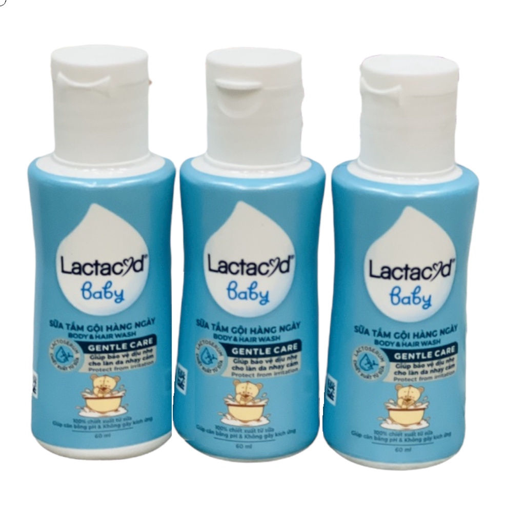 Sữa tắm gội ngừa rôm sảy cho bé Lactacyd 60ml