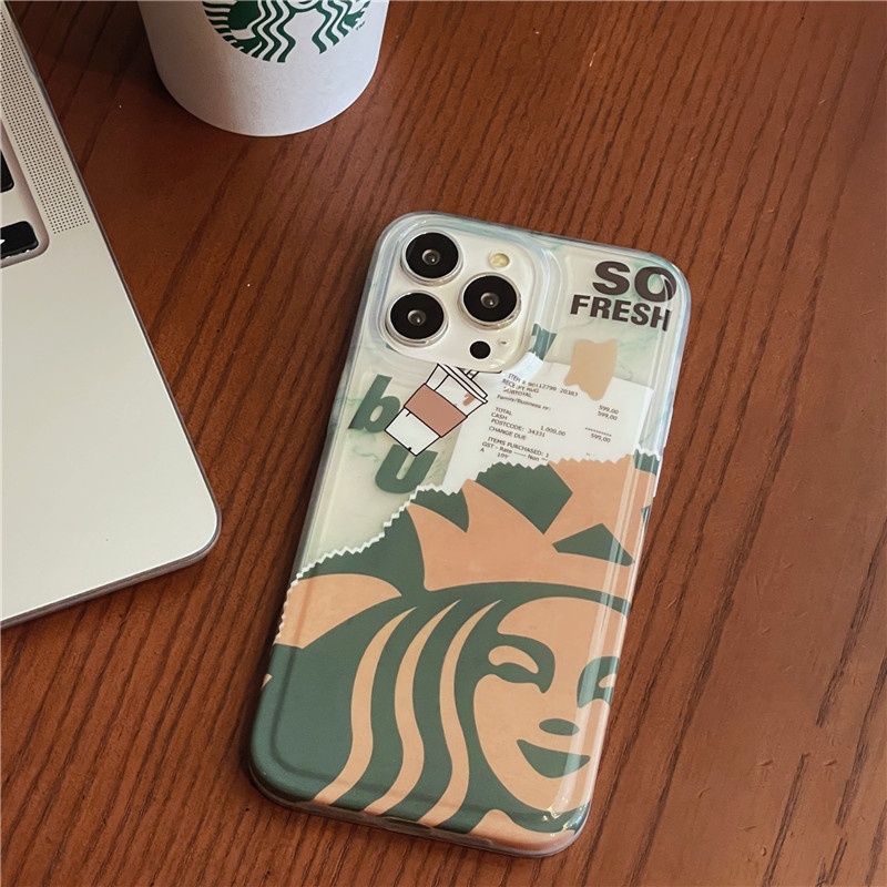 Hoạt Hình Ốp Điện Thoại Mềm Trong Suốt Hình starbucks Cho iphone15 15pro 15promax 14promax 14 14pro 13 13pro 13pm 12 12p 11