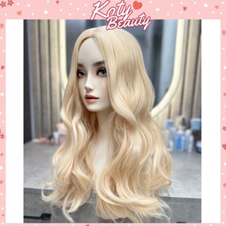 Tóc giả nguyên đầu hai mái vàng Koty, tóc giả nữ cả đầu xoăn cho nữ