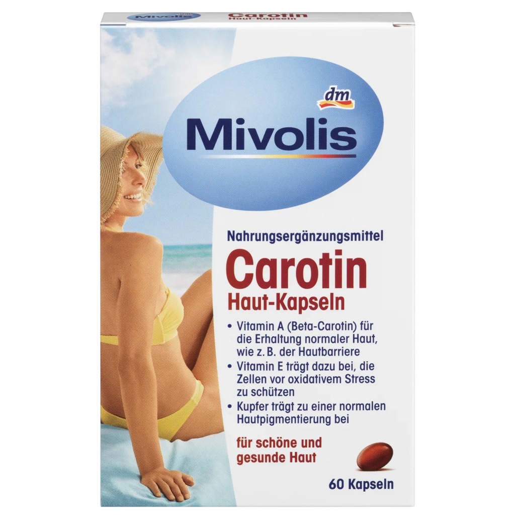 (Nội địa Đức) Viên uống chống nắng DM Mivolis Carotin Haut-Kapseln 60 kapseln