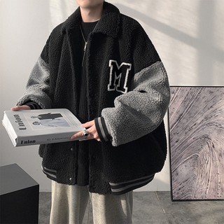 Áo Khoác Bóng Chày Lót Lông Cừu Dày Dặn Dáng Rộng Thời Trang Mùa Đông Cho Nam Giới varsity jacket áo varsity jacket áo khoác varsity jacket varsity jacket nam varsity jacket 2hand áo varsity jacket nam varsity jacket bomber
