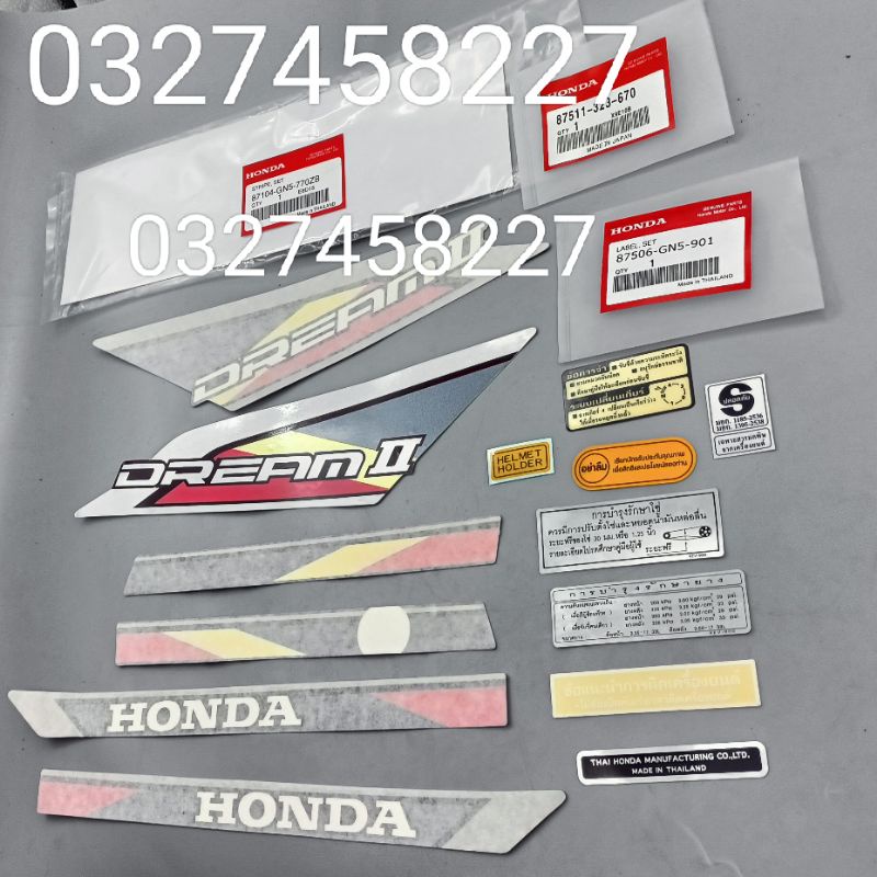 Full bộ tem hồng, chữ lớn xe DREAM thái luôn tem thông số zin