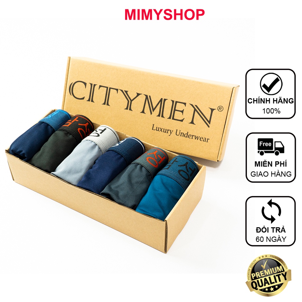 Hộp 6 Quần lót nam tam giác cao cấp CITYMEN lưng Hàn Quốc vải thun lạnh co dãn 4 chiều sịp nam