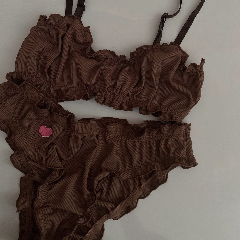 Set Bra Chocolate & Banana Heart nhún xinh xắn có mút rời | BigBuy360 - bigbuy360.vn