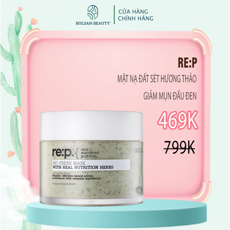 Mặt Nạ Đất Sét Hương Thảo Se Khít Lỗ Chân Lông RE:P Bio Fresh Mask With Real Nutrition Herbs 130g Bulsan Beauty