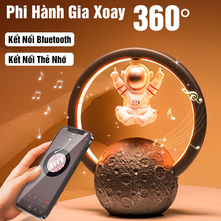 Loa Bluetooth Không Dây Kết Hợp Đèn Led Thay Đổi Theo Nhạc - Máy Nghe Nhạc Hình Phi Hành Gia Lơ Lửng Trên Mặt Trăng