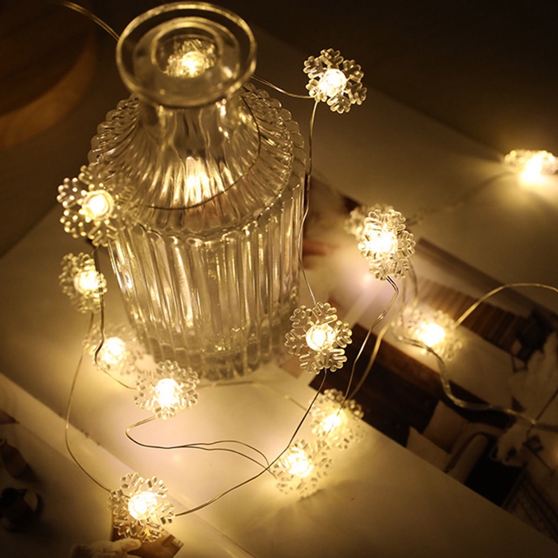 Dây Đèn LED 2M 20 Bóng Hình Hoa Tuyết Trang Trí Giáng Sinh Năm Mới