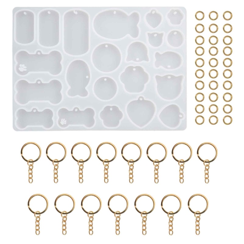 Khuôn Làm Móc Khóa Bằng Silicon Hình Chó / Mèo Dễ Thương DIY