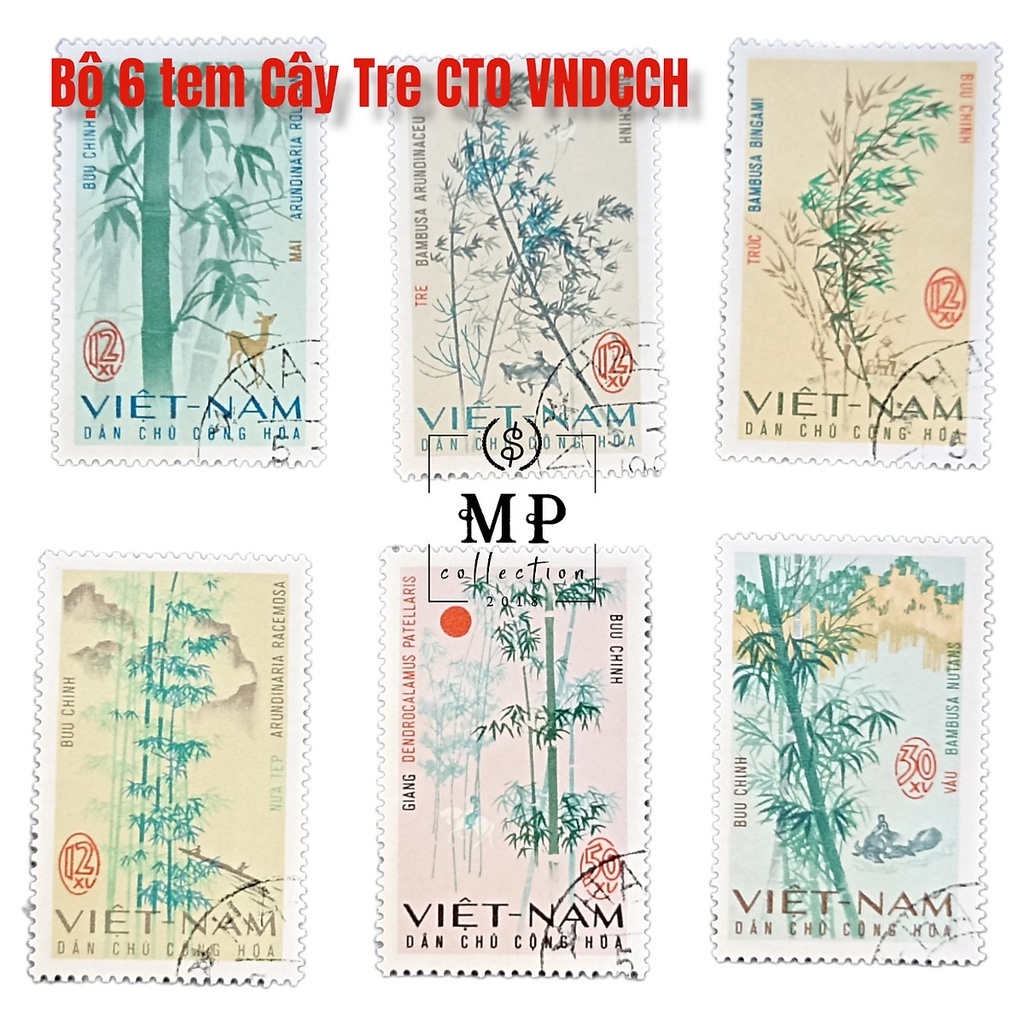 Bộ 6 tem cây tre CTO Việt Nam sưu tầm