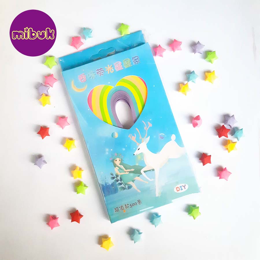 Combo MAY MẮN 440 tờ giấy gấp sao + 640 tờ giấy gấp hạc 6.5x6.5 cm