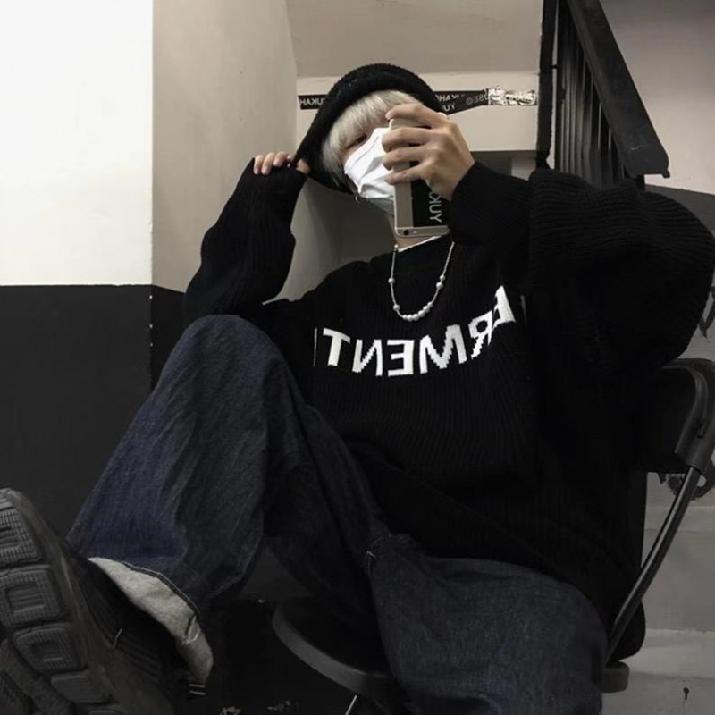 Áo Sweater Pullover Cổ Tròn In Chữ Phong Cách Hàn Quốc Thời Trang Thu Đông Mới Dành Cho Couple