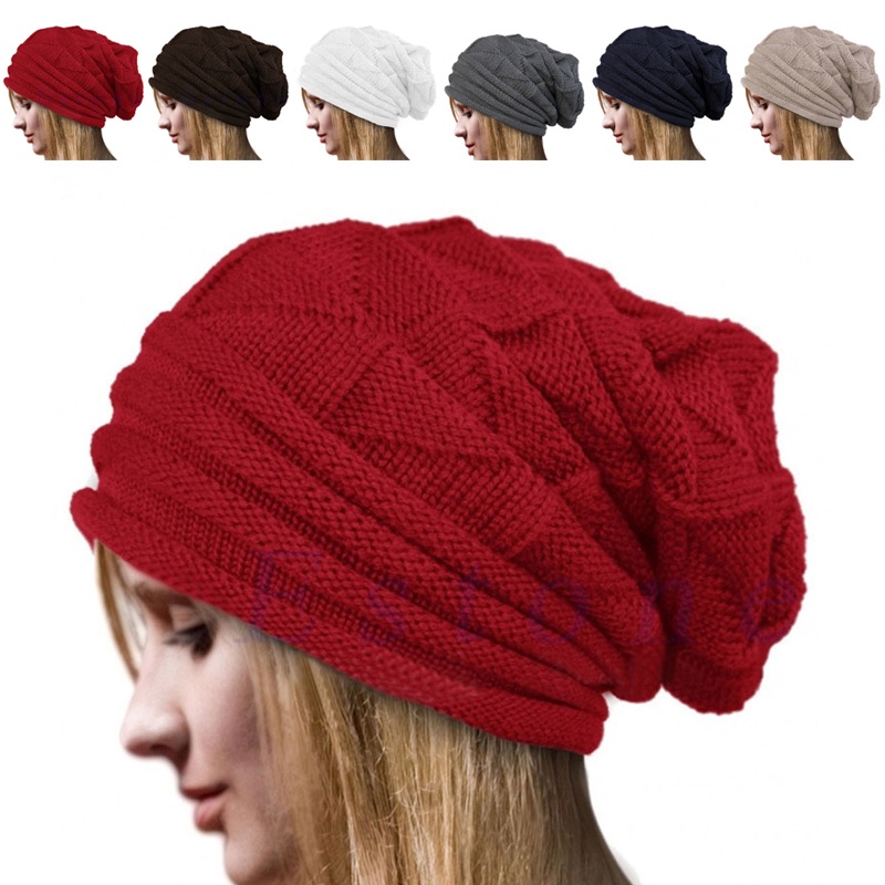 Mũ Len Trùm Đầu Mềm Mại Giữ Ấm Mùa Đông Màu Trơn Thời Trang Cho Nam Nữ