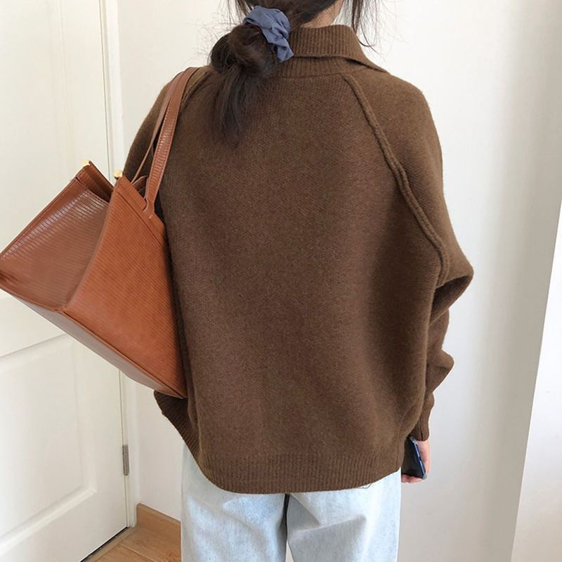 Áo Khoác Cardigan Dệt Kim Dày Dặn Cài Nút Phong Cách Retro Phương Tây Thời Trang Thu Đông Cho Nữ