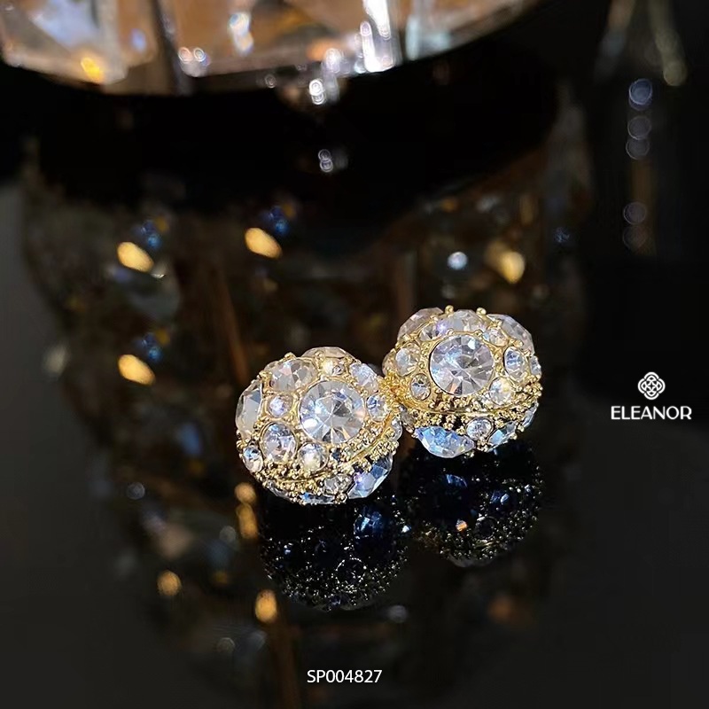 Bông tai nữ châm nữ Eleanor Accessories hình khối cầu tròn đính đá basic phụ kiện trang sức 4827