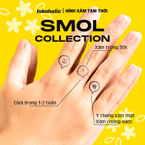 Hình xăm dán tạm thời Inkaholic 15 ngày và chống nước, hình mini cute.
