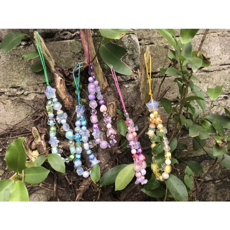 Dây treo điện thoại , dây trang trí điện thoại phong cách hàn quốc hạt nhựa, dây đeo điện thoại kute