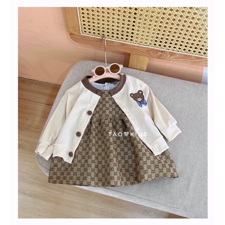 Váy balo áo khoác tăm lông dày đẹp cho bé gái (10-20kg)