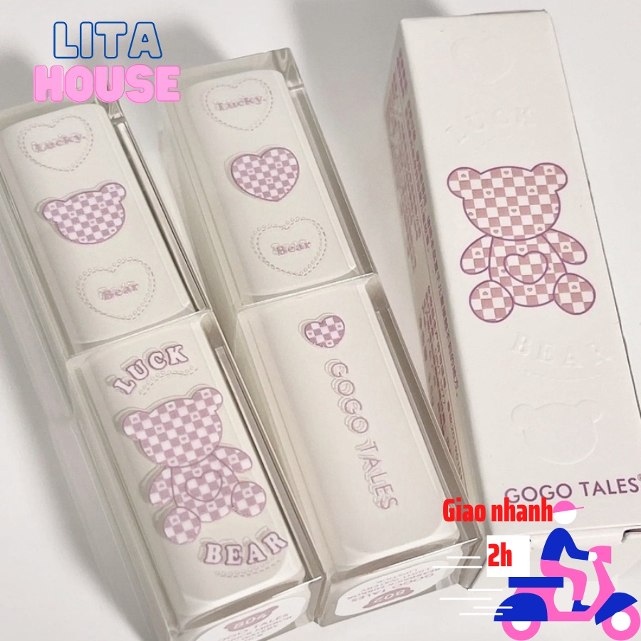 Son thỏi gấu Gogo tales Lucky Bear dưỡng có màu mềm mượt, dạng thạch bóng GT381